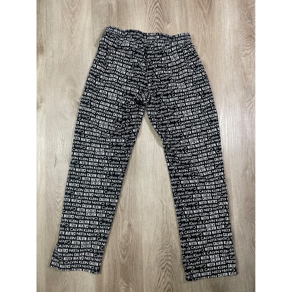 Calvin Klein Logo Print Pajama Pants Women's Small Black White‎ Lounge Sleep - Picture 6 of 9